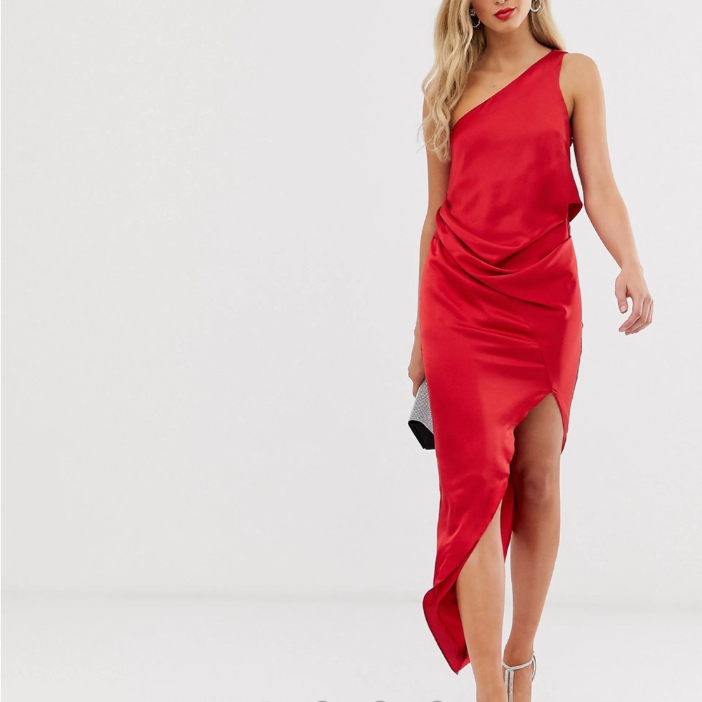 ASOS red one shoulder dresss size 14